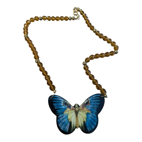 Vintage 1960 faceted Glass Mariposa collar statement necklace - Picture 6 of 6